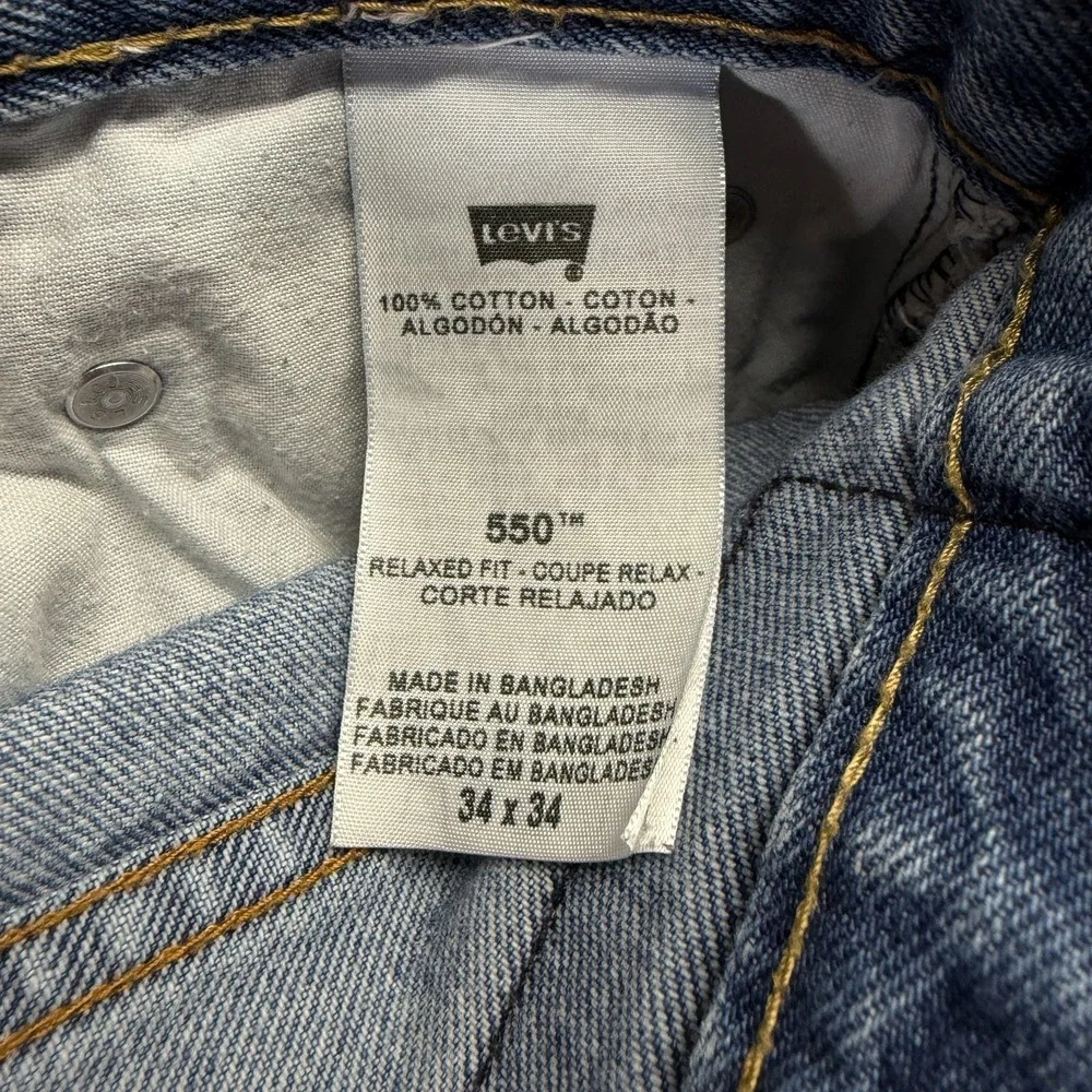 Vintage Levi's 550 Jeans Mens 34x34 Blue Cotton Denim Straight Relaxed Workwear